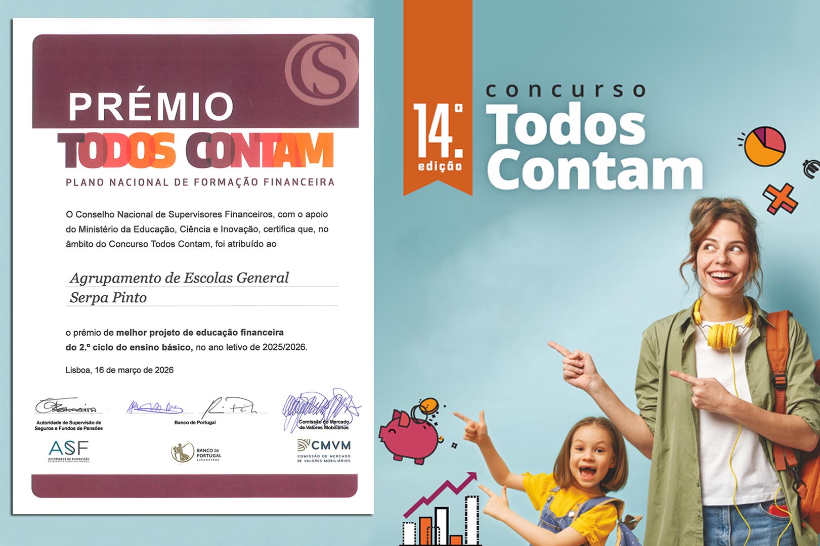 "Concurso Todos Contam – 14.ª Edição – AEGSP, Cinfães, distinguido na categoria “Prémio Escola” – 2.º Ciclo